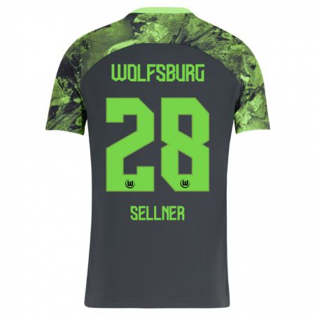 Kandiny Kinder Tabea Sellner #28 Dunkelgrau Auswärtstrikot Trikot 2023/24 T-Shirt Österreich