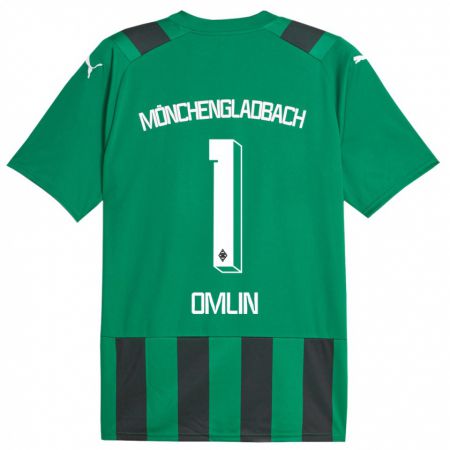 Kandiny Bambino Maglia Jonas Omlin #1 Nero Verde Kit Gara Away 2023/24 Maglietta