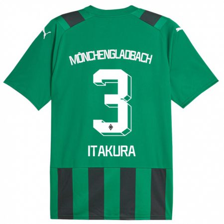 Kandiny Bambino Maglia Ko Itakura #3 Nero Verde Kit Gara Away 2023/24 Maglietta