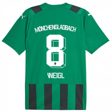 Kandiny Bambino Maglia Julian Weigl #8 Nero Verde Kit Gara Away 2023/24 Maglietta