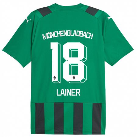 Kandiny Bambino Maglia Stefan Lainer #18 Nero Verde Kit Gara Away 2023/24 Maglietta