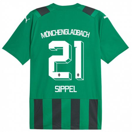 Kandiny Bambino Maglia Tobias Sippel #21 Nero Verde Kit Gara Away 2023/24 Maglietta