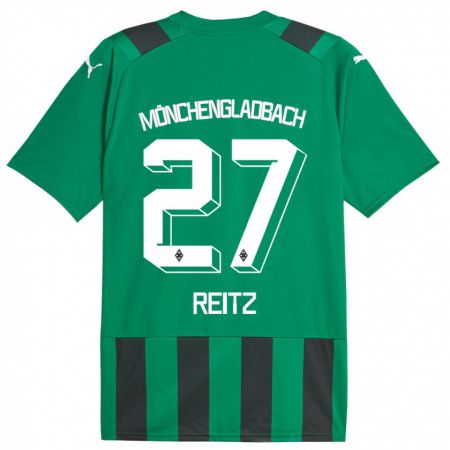 Kandiny Bambino Maglia Rocco Reitz #27 Nero Verde Kit Gara Away 2023/24 Maglietta