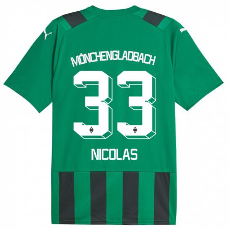 Kandiny Bambino Maglia Moritz Nicolas #33 Nero Verde Kit Gara Away 2023/24 Maglietta