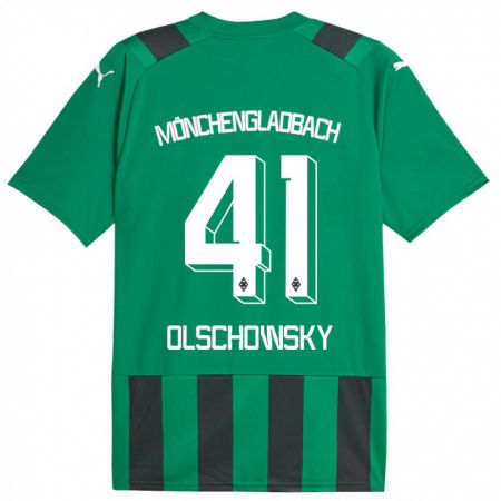 Kandiny Bambino Maglia Jan Olschowsky #41 Nero Verde Kit Gara Away 2023/24 Maglietta