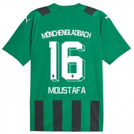 Kandiny Bambino Maglia Moustafa Ashraf Moustafa #16 Nero Verde Kit Gara Away 2023/24 Maglietta