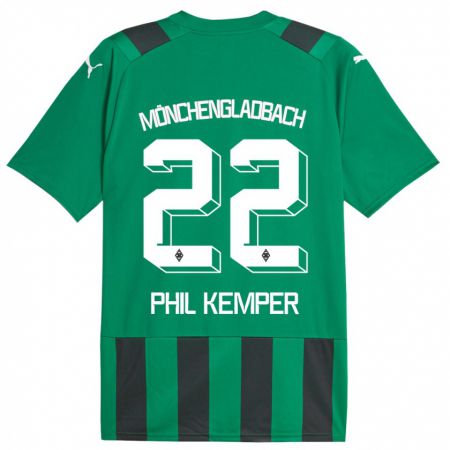 Kandiny Bambino Maglia Phil Kemper #22 Nero Verde Kit Gara Away 2023/24 Maglietta