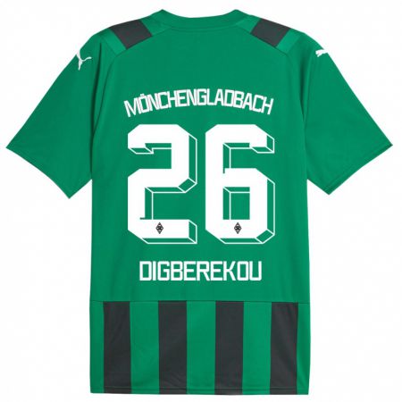 Kandiny Bambino Maglia Ibrahim Digberekou #26 Nero Verde Kit Gara Away 2023/24 Maglietta