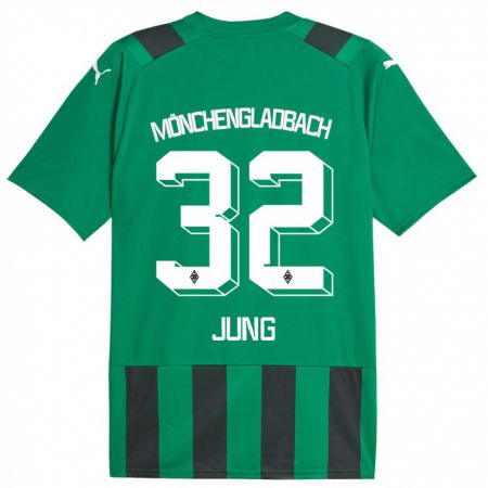 Kandiny Bambino Maglia In-Gyom Jung #32 Nero Verde Kit Gara Away 2023/24 Maglietta