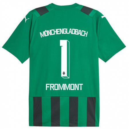 Kandiny Bambino Maglia Romina Frommont #1 Nero Verde Kit Gara Away 2023/24 Maglietta