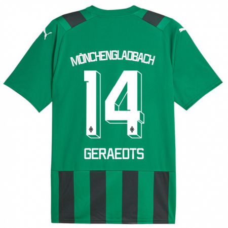 Kandiny Bambino Maglia Kelsey Geraedts #14 Nero Verde Kit Gara Away 2023/24 Maglietta