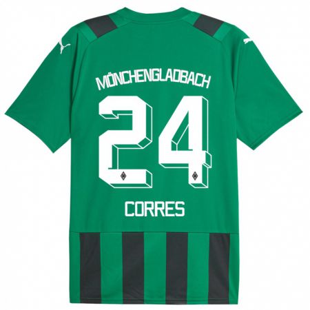 Kandiny Bambino Maglia Carolin Corres #24 Nero Verde Kit Gara Away 2023/24 Maglietta