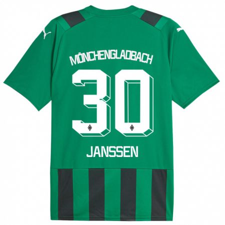 Kandiny Bambino Maglia Annalena Janssen #30 Nero Verde Kit Gara Away 2023/24 Maglietta