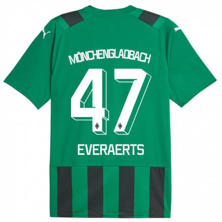 Kandiny Bambino Maglia Kim Everaerts #47 Nero Verde Kit Gara Away 2023/24 Maglietta