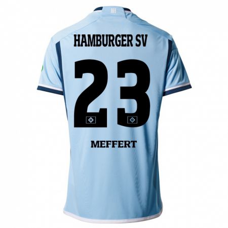 Kandiny Bambino Maglia Jonas Meffert #23 Blu Kit Gara Away 2023/24 Maglietta