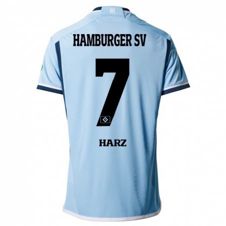 Kandiny Bambino Maglia Theo Harz #7 Blu Kit Gara Away 2023/24 Maglietta