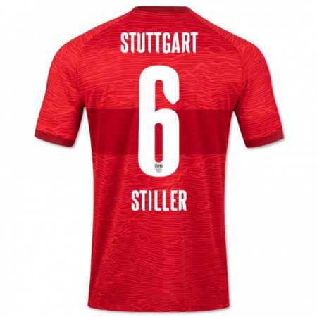 Kandiny Kinder Angelo Stiller #6 Rot Auswärtstrikot Trikot 2023/24 T-Shirt Österreich