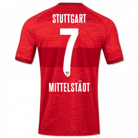 Kandiny Bambino Maglia Maximilian Mittelstädt #7 Rosso Kit Gara Away 2023/24 Maglietta