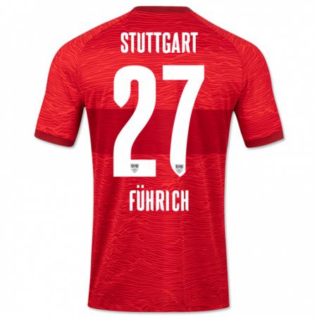 Kandiny Kinder Chris Führich #27 Rot Auswärtstrikot Trikot 2023/24 T-Shirt Österreich