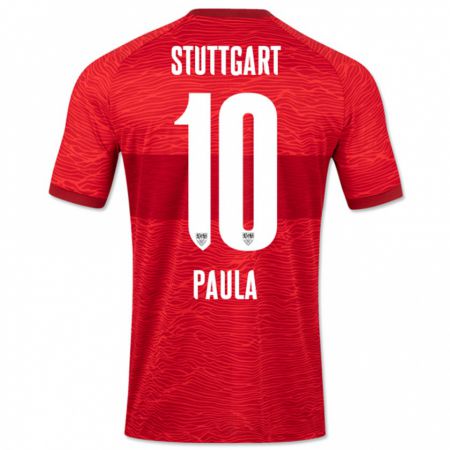 Kandiny Bambino Maglia Raul Paula #10 Rosso Kit Gara Away 2023/24 Maglietta