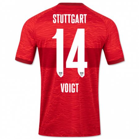 Kandiny Bambino Maglia Max Voigt #14 Rosso Kit Gara Away 2023/24 Maglietta