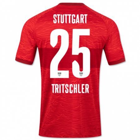 Kandiny Bambino Maglia David Tritschler #25 Rosso Kit Gara Away 2023/24 Maglietta