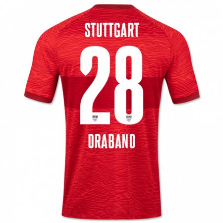 Kandiny Bambino Maglia Dominik Draband #28 Rosso Kit Gara Away 2023/24 Maglietta