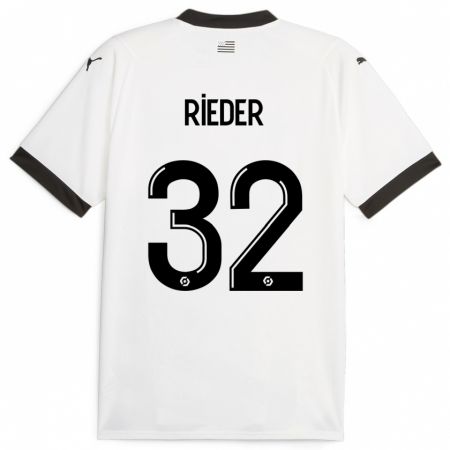 Kandiny Kinderen Fabian Rieder #32 Wit Uitshirt Uittenue 2023/24 T-Shirt België