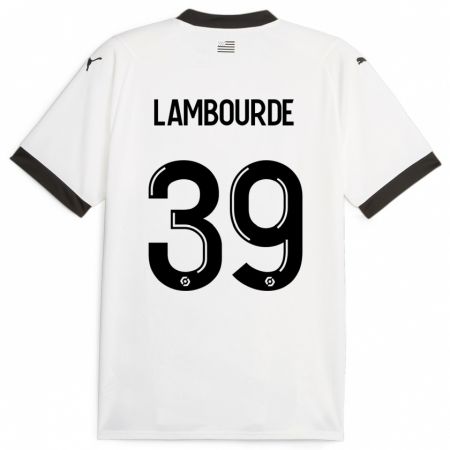 Kandiny Bambino Maglia Mathis Lambourde #39 Bianco Kit Gara Away 2023/24 Maglietta