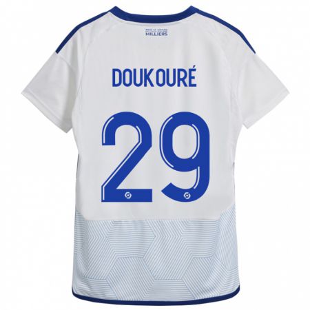 Kandiny Bambino Maglia Ismaël Doukouré #29 Bianco Kit Gara Away 2023/24 Maglietta