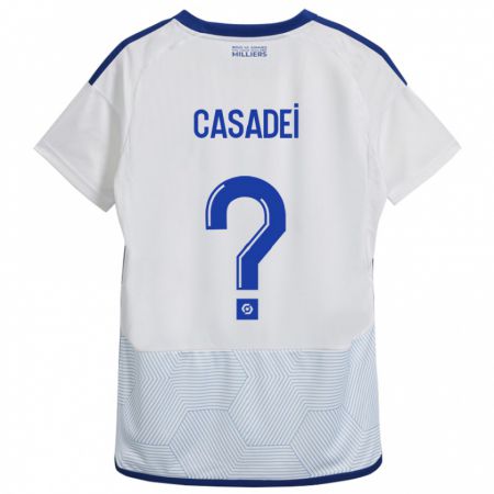 Kandiny Bambino Maglia Alexis Casadei #0 Bianco Kit Gara Away 2023/24 Maglietta