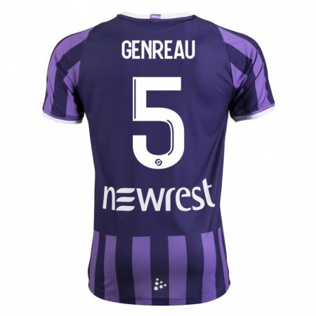 Kandiny Bambino Maglia Denis Genreau #5 Porpora Kit Gara Away 2023/24 Maglietta