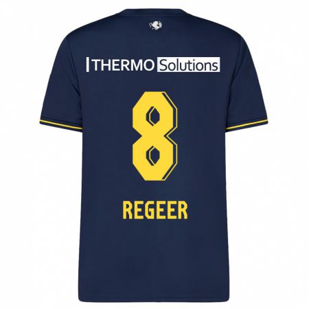 Kandiny Kinder Youri Regeer #8 Marine Auswärtstrikot Trikot 2023/24 T-Shirt Österreich