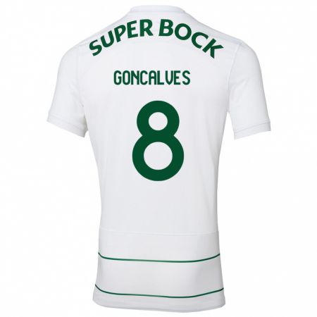 Kandiny Bambino Maglia Pedro Gonçalves #8 Bianco Kit Gara Away 2023/24 Maglietta