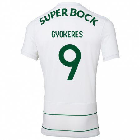 Kandiny Bambino Maglia Viktor Gyökeres #9 Bianco Kit Gara Away 2023/24 Maglietta