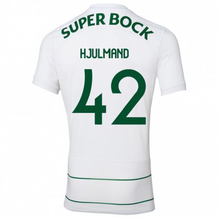 Kandiny Bambino Maglia Morten Hjulmand #42 Bianco Kit Gara Away 2023/24 Maglietta