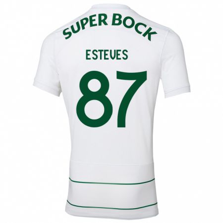 Kandiny Bambino Maglia Gonçalo Esteves #87 Bianco Kit Gara Away 2023/24 Maglietta