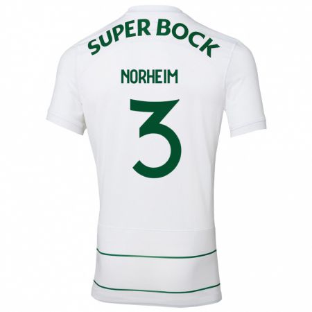 Kandiny Bambino Maglia Andrea Norheim #3 Bianco Kit Gara Away 2023/24 Maglietta