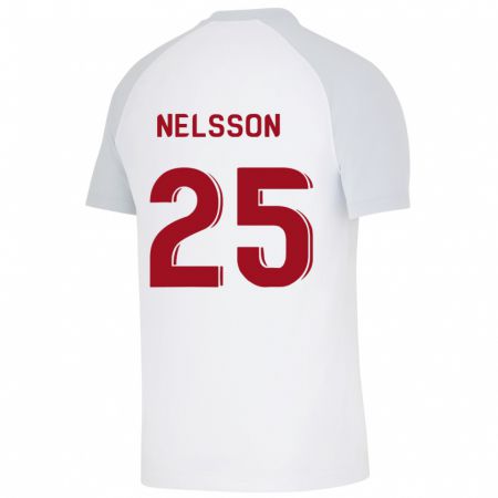 Kandiny Bambino Maglia Victor Nelsson #25 Bianco Kit Gara Away 2023/24 Maglietta