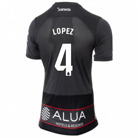 Kandiny Bambino Maglia David López #4 Nero Kit Gara Away 2023/24 Maglietta