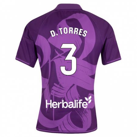 Kandiny Bambino Maglia David Torres #3 Viola Kit Gara Away 2023/24 Maglietta