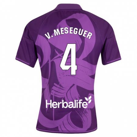 Kandiny Kinder Víctor Meseguer #4 Violett Auswärtstrikot Trikot 2023/24 T-Shirt Österreich