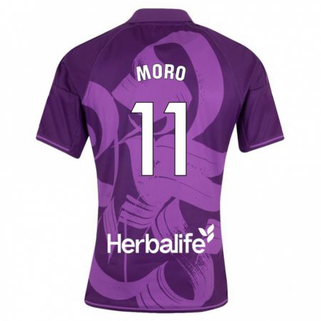 Kandiny Kinder Raúl Moro #11 Violett Auswärtstrikot Trikot 2023/24 T-Shirt Österreich