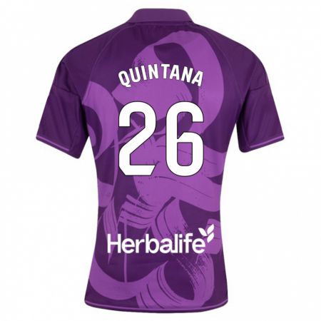 Kandiny Bambino Maglia Alberto Quintana #26 Viola Kit Gara Away 2023/24 Maglietta