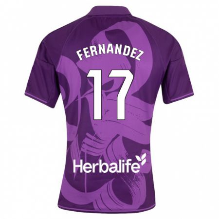 Kandiny Bambino Maglia Dani Fernández #17 Viola Kit Gara Away 2023/24 Maglietta