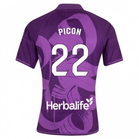 Kandiny Bambino Maglia Pablo Picón #22 Viola Kit Gara Away 2023/24 Maglietta