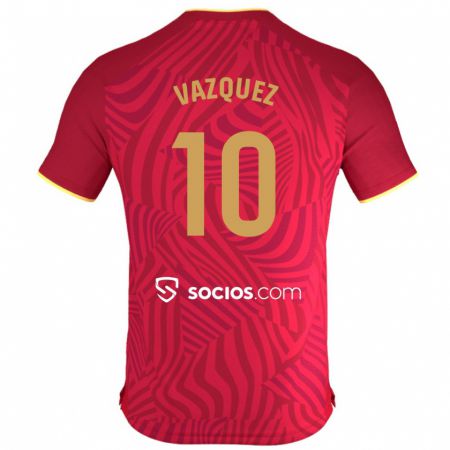 Kandiny Bambino Maglia Alejandro Vázquez #10 Rosso Kit Gara Away 2023/24 Maglietta