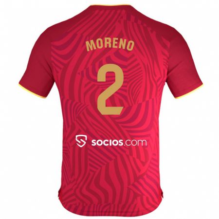 Kandiny Bambino Maglia Jorge Moreno #2 Rosso Kit Gara Away 2023/24 Maglietta