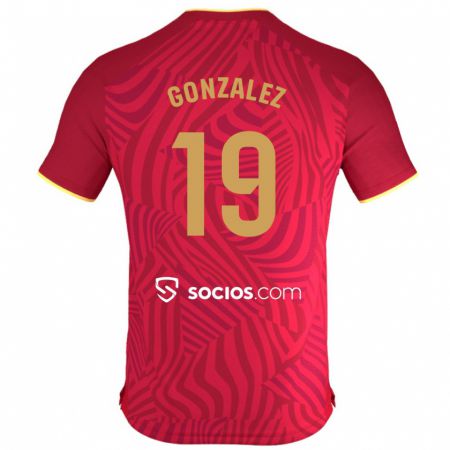 Kandiny Bambino Maglia Carlos González #19 Rosso Kit Gara Away 2023/24 Maglietta