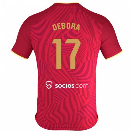 Kandiny Bambino Maglia Débora García Mateo #17 Rosso Kit Gara Away 2023/24 Maglietta